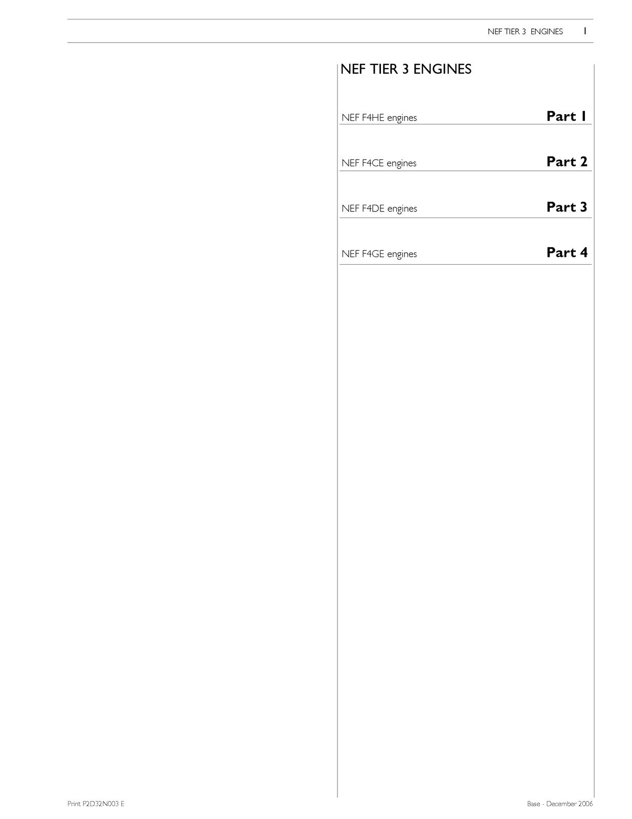 IVECO NEF Tier 3 Series N45 N67 Technical And Repair Manual 2006 - WIRE BOUND