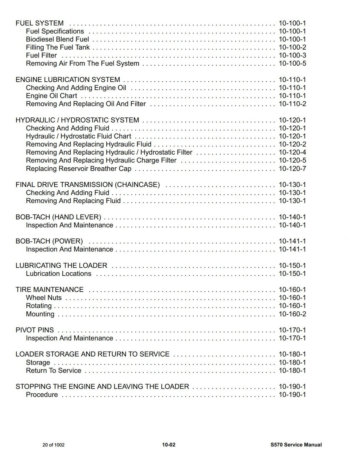 BOBCAT S570 SN ALM411001 and up Service Manual - BOUND - COVERS - XL FOLDOUTS