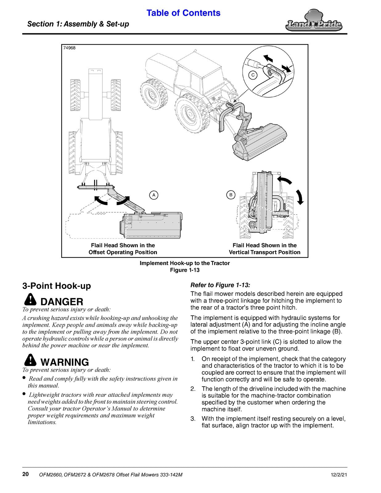 LAND PRIDE OFM26 Series Offset Flail Mowers Operators Manual - WIRE BOUND