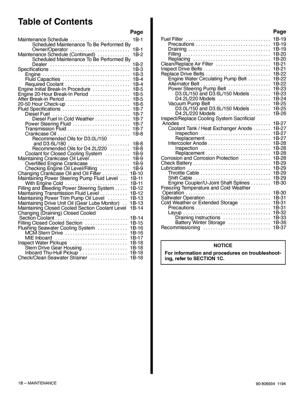 MERCURY MERCRUISER NO. 21 MARINE ENGINES IN-LINE DIESEL SERVICE MANUAL - BOUND