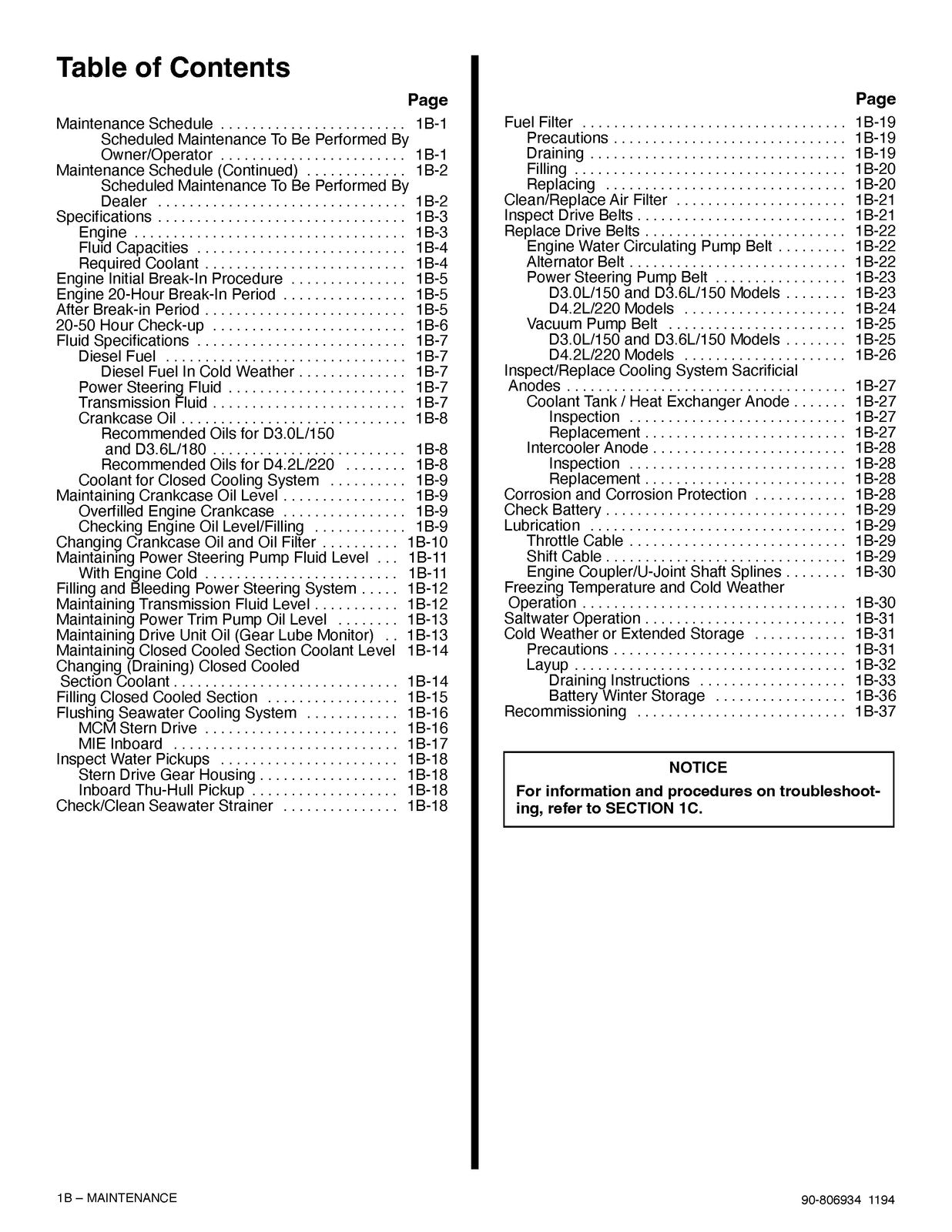 MERCURY MERCRUISER NO. 21 MARINE ENGINES IN-LINE DIESEL SERVICE MANUAL - BOUND