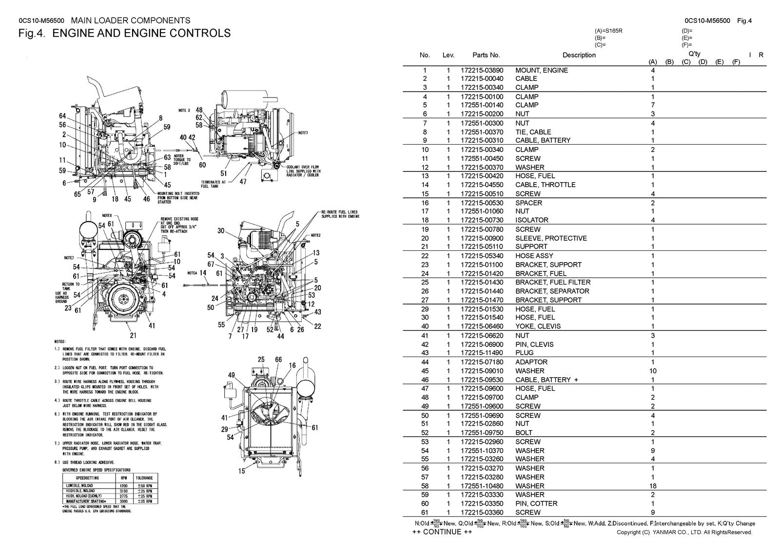 YANMAR S165R Skid Steer Loader Parts Catalog Manual 2014 - WIRE BOUND - COVERS