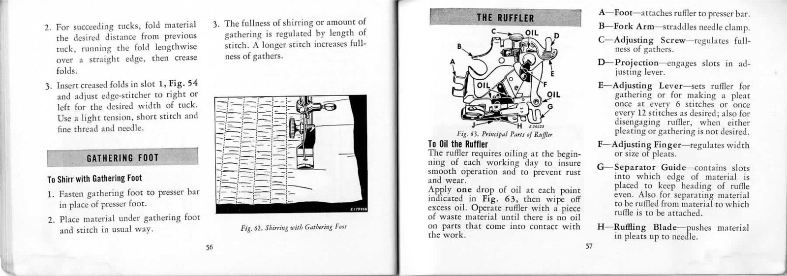 SINGER 15-125 Sewing Machine Instruction Manual 1956 - WIRE BOUND - TOUGH COVERS