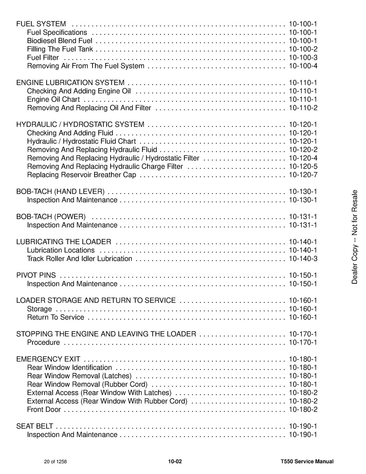 BOBCAT T550 Compact Track Loader 2019 Service Manual SN AJZV11001 Up, FOLDOUTS