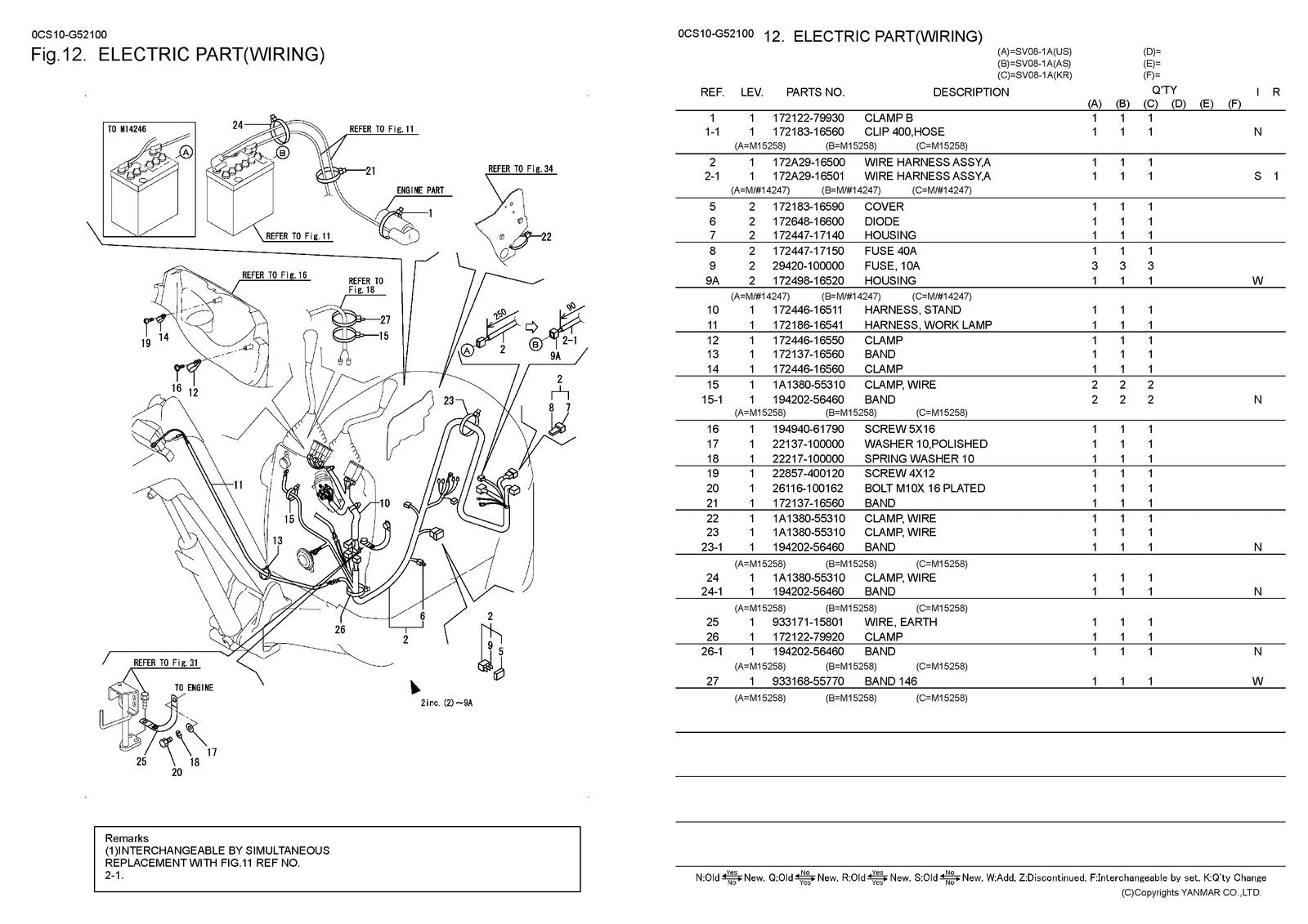 YANMAR SV08-1A Excavator Parts Catalog Manual 2013 - WIRE BOUND - TOUGH COVERS