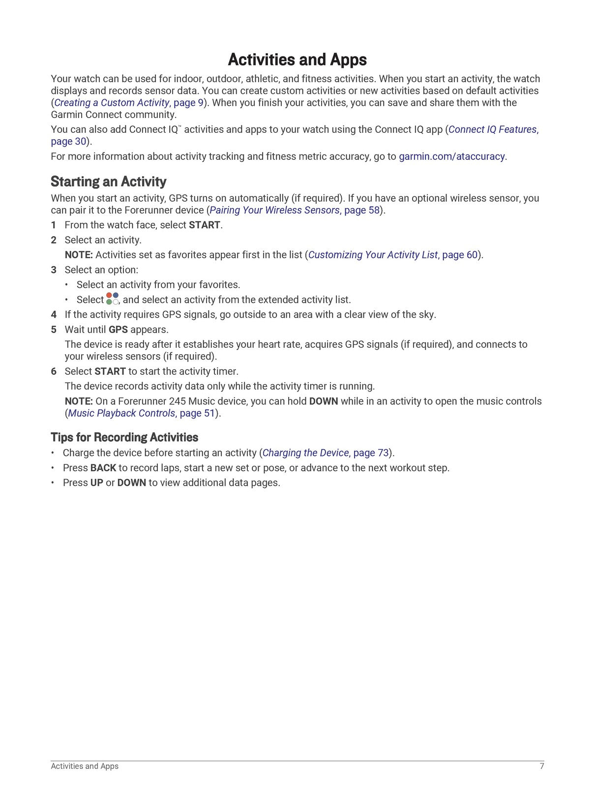 GARMIN Forerunner 245 245 Music Owners Manual 2019 - WIRE BOUND - TOUGH COVERS