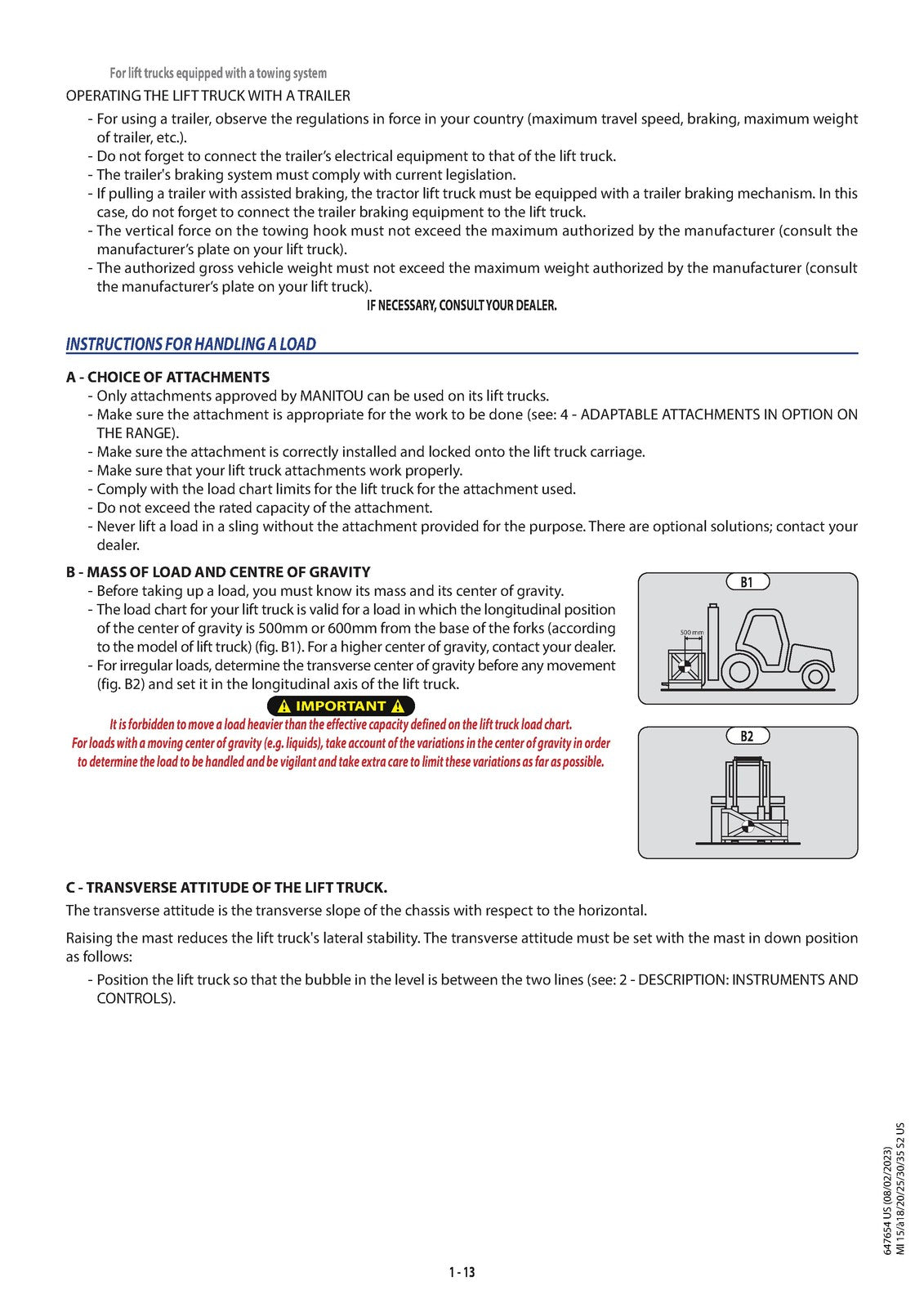 MANITOU MI 15 MI 18 MI 20 MI 25 MI 30  More Operators Manual 2023 - WIRE BOUND