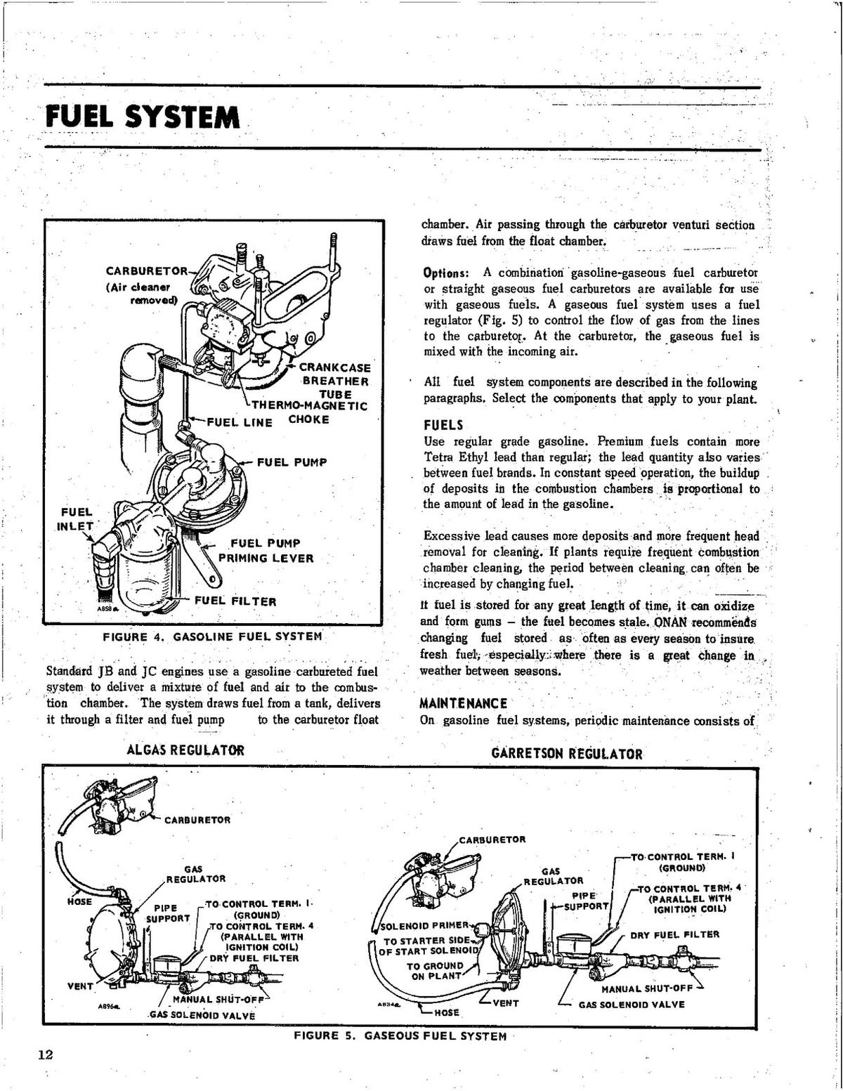 ONAN JB JC Electric Generating Plants Service Manual - WIRE BOUND - TOUGH COVERS