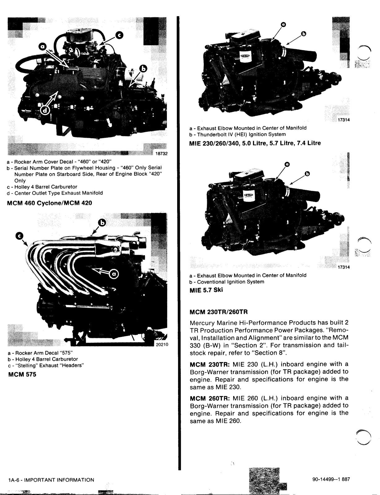 MERCURY MERCRUISER GM V-8 Marine Engines Service Manual 1987 - WIRE BOUND