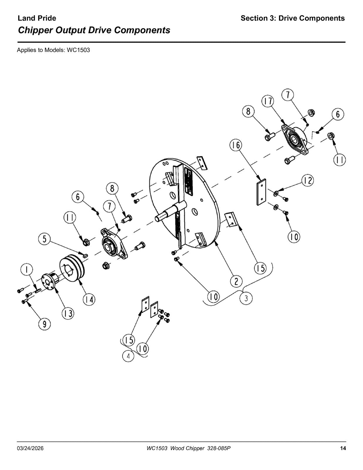 LAND PRIDE WC1503 Wood Chippers Parts Manual 2026 - WIRE BOUND - TOUGH COVERS