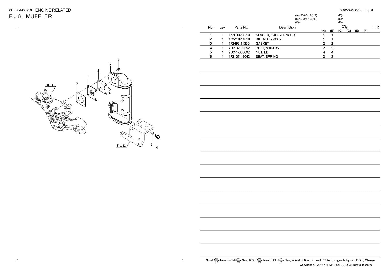 YANMAR SV08-1B Excavator Parts Catalog Manual 2017 - WIRE BOUND - TOUGH COVERS