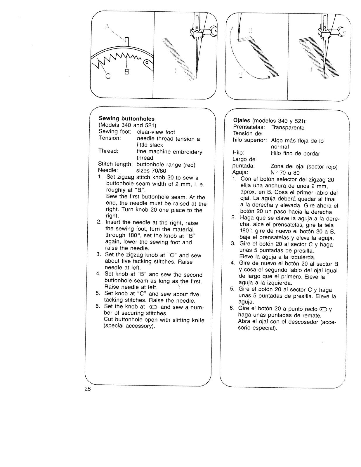 PFAFF Hobby 340 521 541 721 741 Sewing Machine Instruction Manual - WIRE BOUND