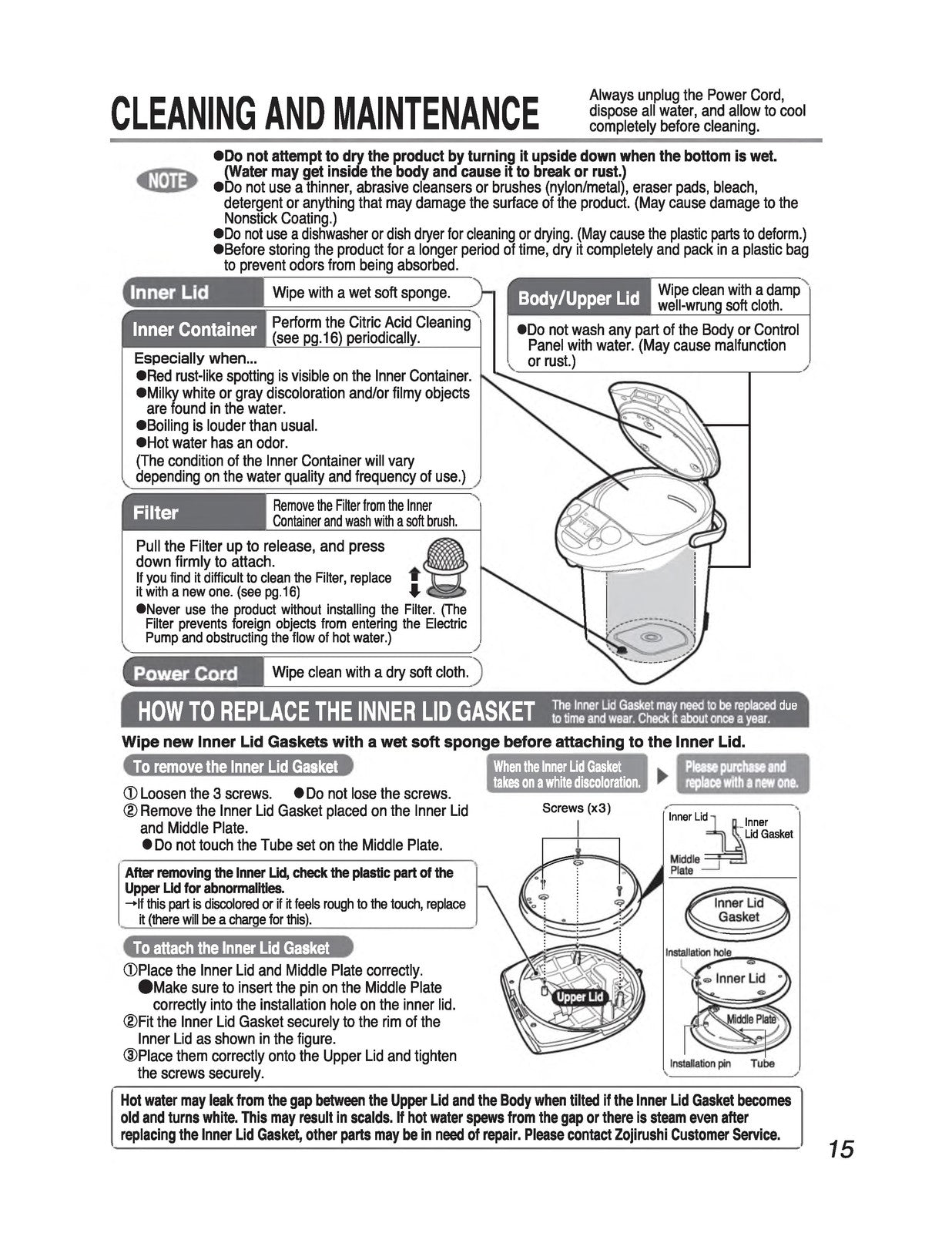 ZOJIRUSHI CD-LTC50 Commercial Water Boiler  Operating Instructions Manual