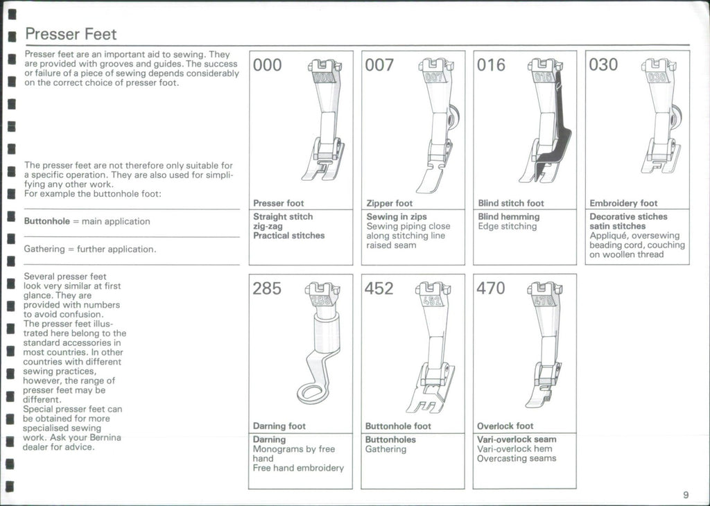 BERNINA 940 950 Favorit Industrial Instruction Manual - WIRE BOUND - COVERS