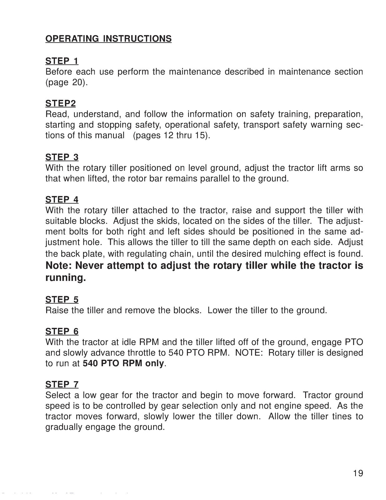KINGKUTTER II ROTARY TILLER OPERATOR MANUAL - STEEL WIRE BOUND & TOUGH COVERS