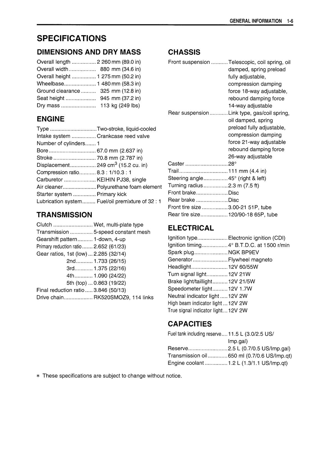 SUZUKI RMX250S Motorcycle Service Manual 1998-1999 - WIRE BOUND - TOUGH COVERS