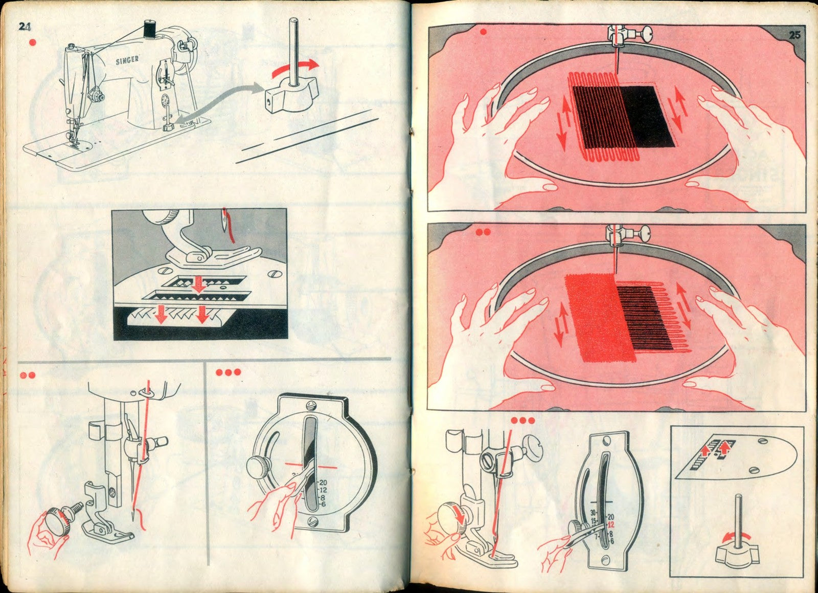 SINGER 191V21 Sewing Machine Instruction Manual - WIRE BOUND - TOUGH COVERS