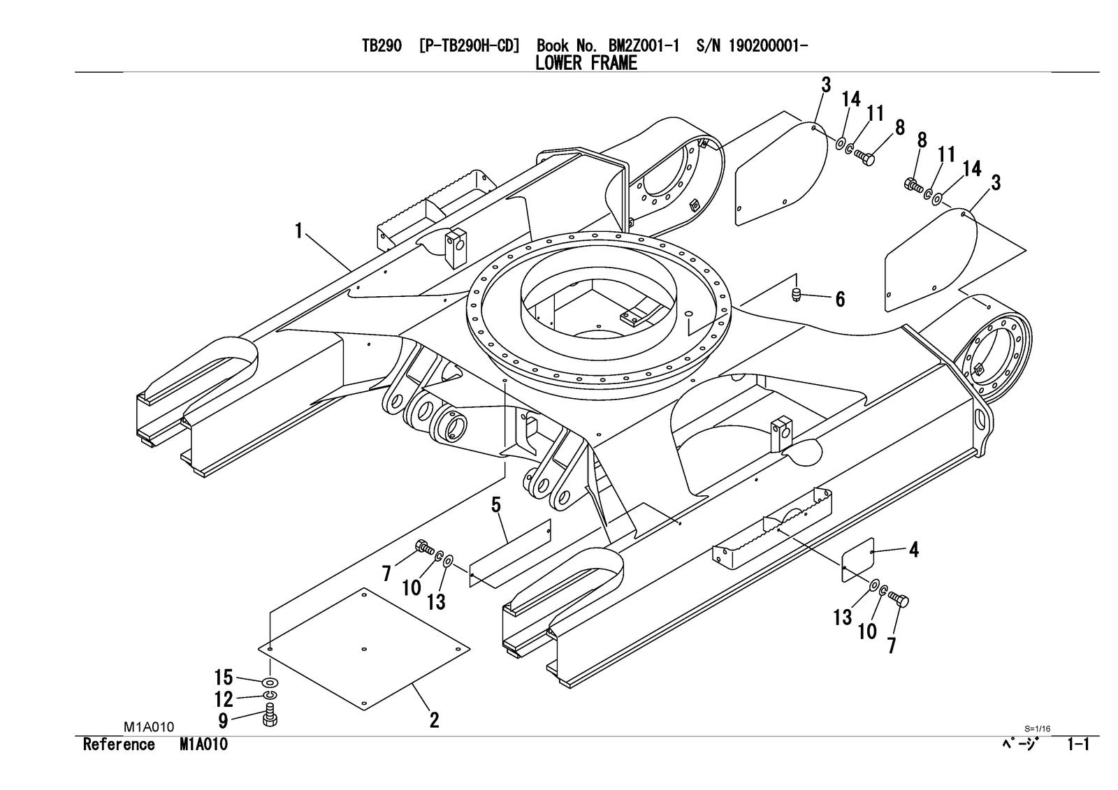TAKEUCHI TB290 Hydraulic Excavator Parts Manual SN 190200001 Up - WIRE BOUND
