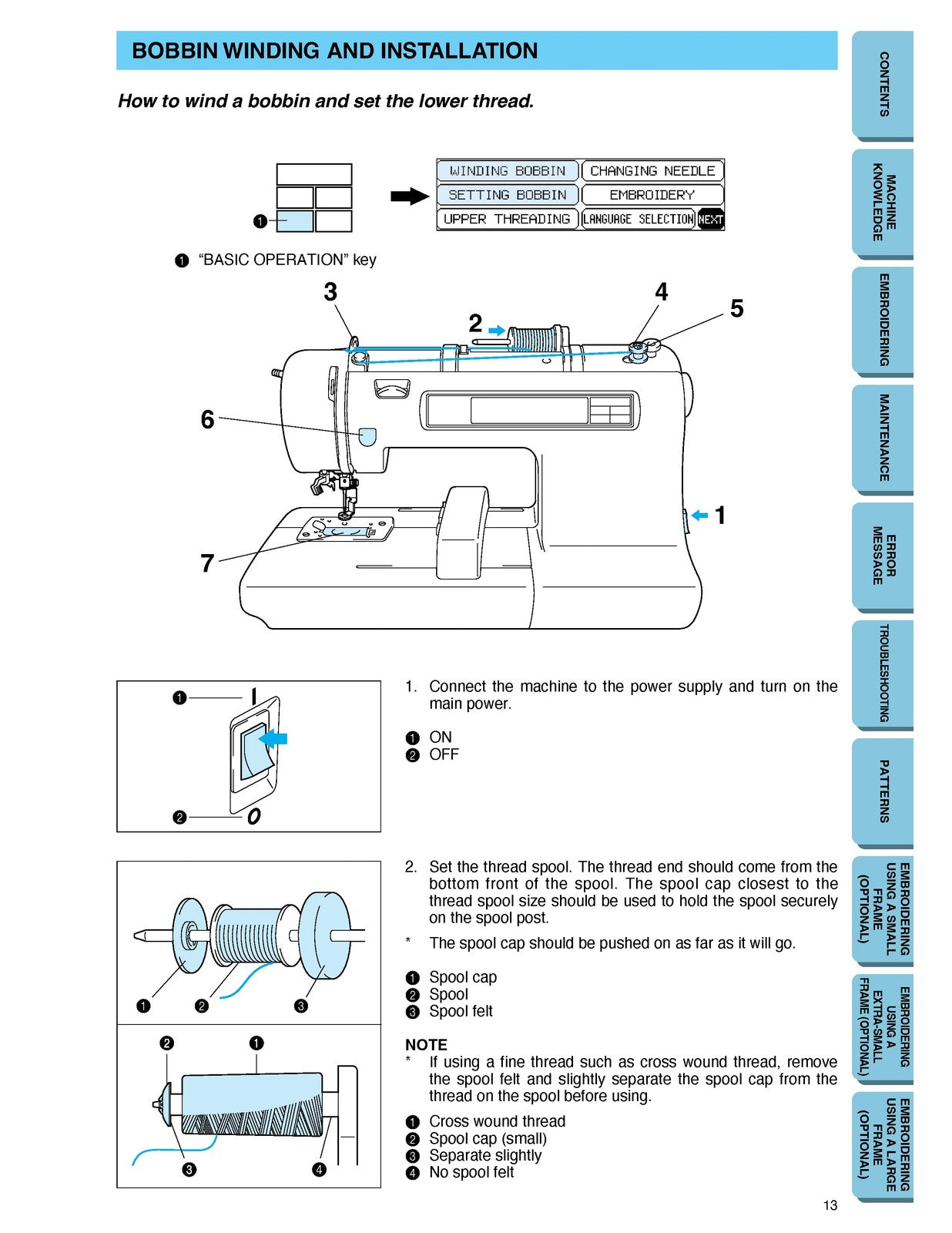 BROTHER PE-150 Personal Embroidery System Instruction Manual - WIRE BOUND