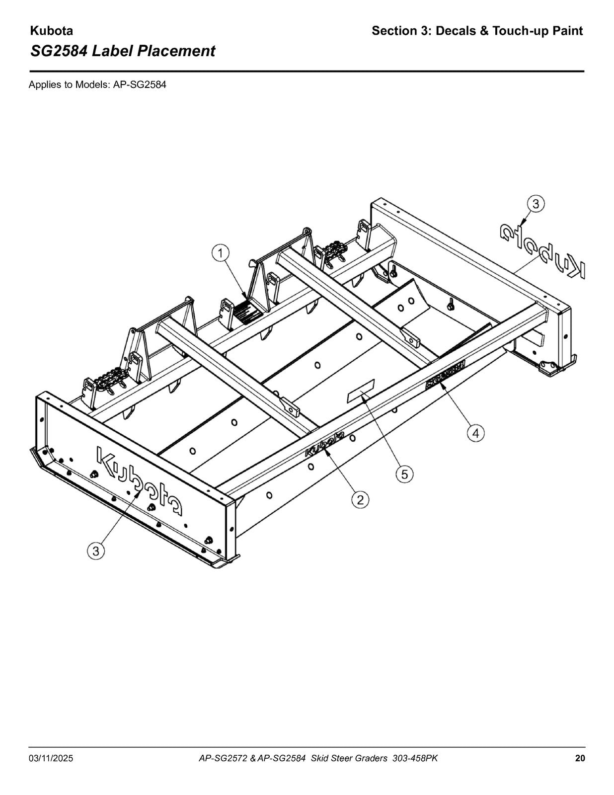 LAND PRIDE SG25 Series Skid Graders Parts Manual 2025 - WIRE BOUND - COVERS