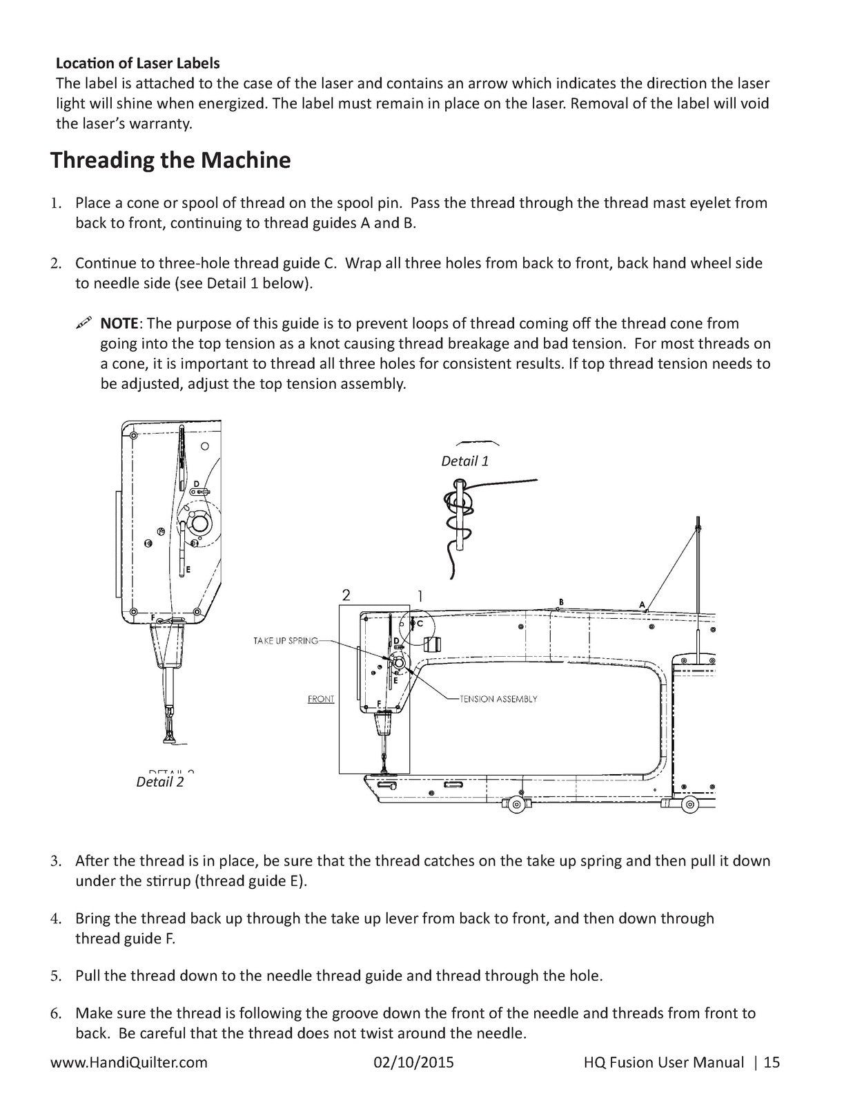 HANDI QUILTER Fusion 24-Inch Longarm User Manual 2015, BOUND, COVERS, FOLDOUTS