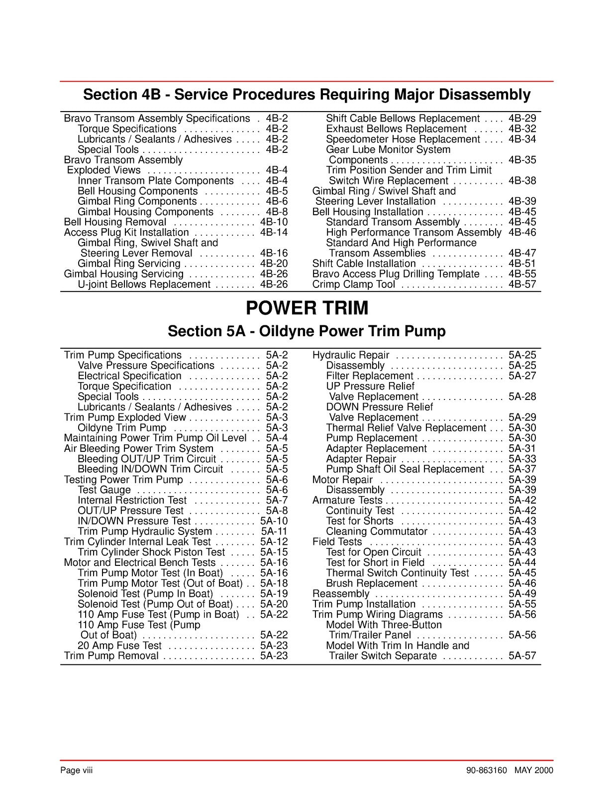 MERCURY MERCRUISER Bravo Sterndrives Service Manual 2000 - WIRE BOUND - COVERS