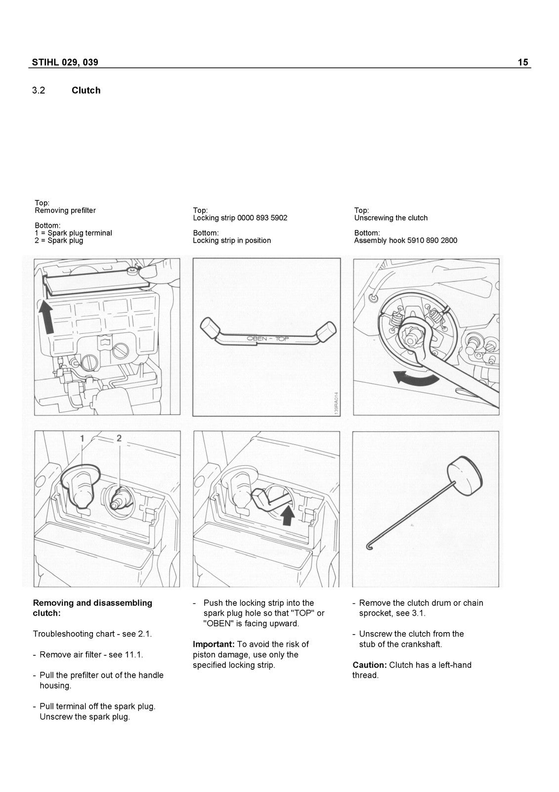 STIHL 029 039 Chainsaw Service Manual 1992 - STEEL WIRE BOUND - TOUGH COVERS