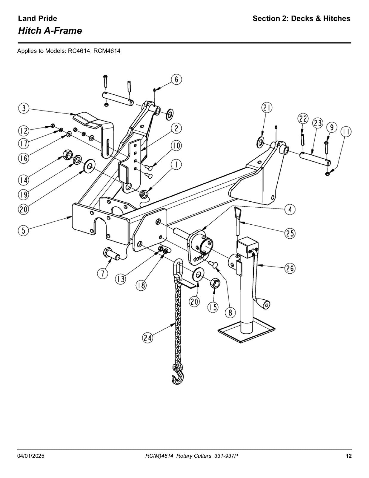 LAND PRIDE RC4614 Rotary Cutter Parts Manual 2025 - WIRE BOUND - TOUGH COVERS