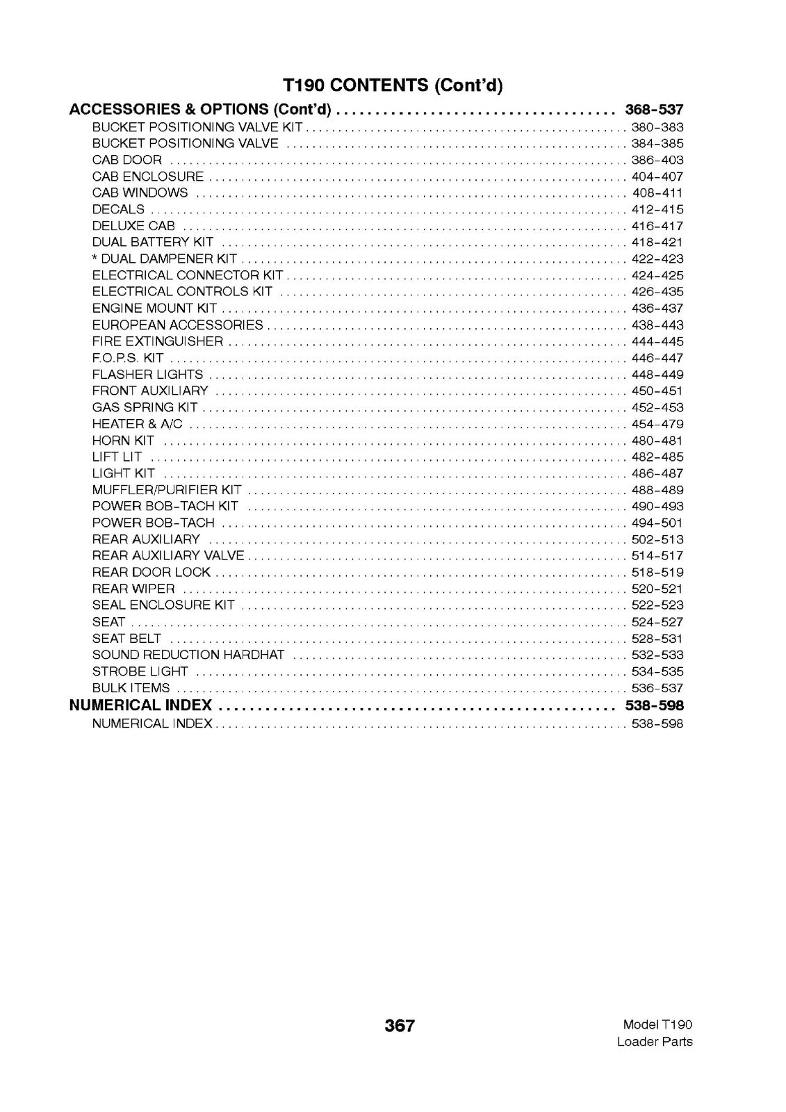 BOBCAT T190 Parts Manual 2003 SN 519311001 Up - STEEL WIRE BOUND - TOUGH COVERS