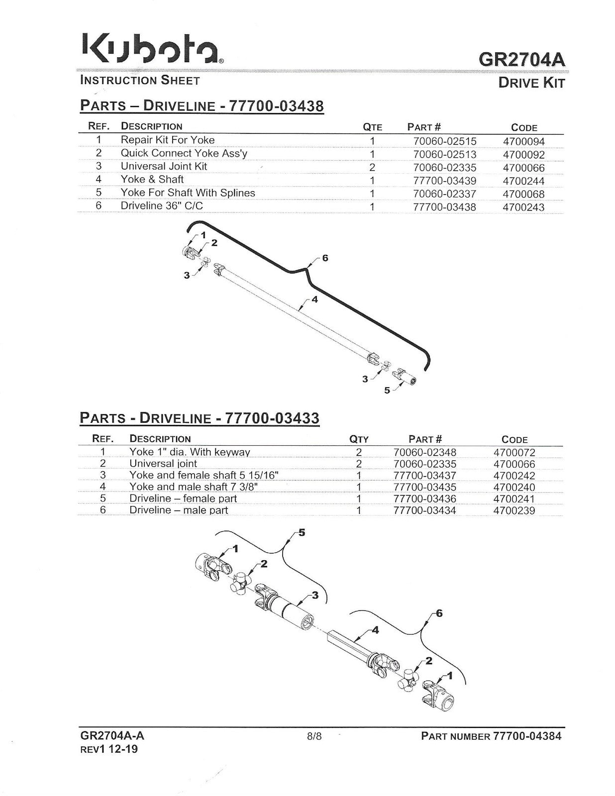 KUBOTA GR2704A GR2700 GR2700A GR2700B Fun Connect Drive Kit Manual - WIRE BOUND
