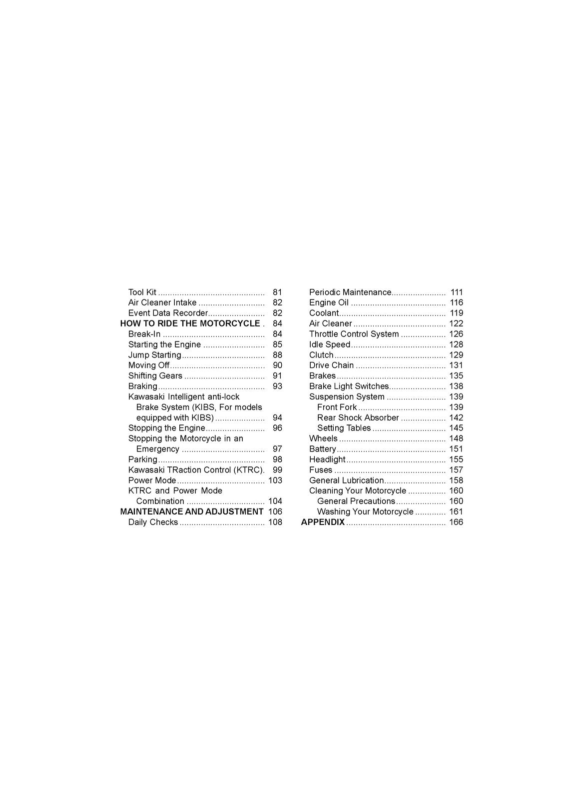 KAWASAKI Ninja ZX-6R Owners Manual 2014 - STEEL WIRE BOUND - PROTECTIVE COVERS