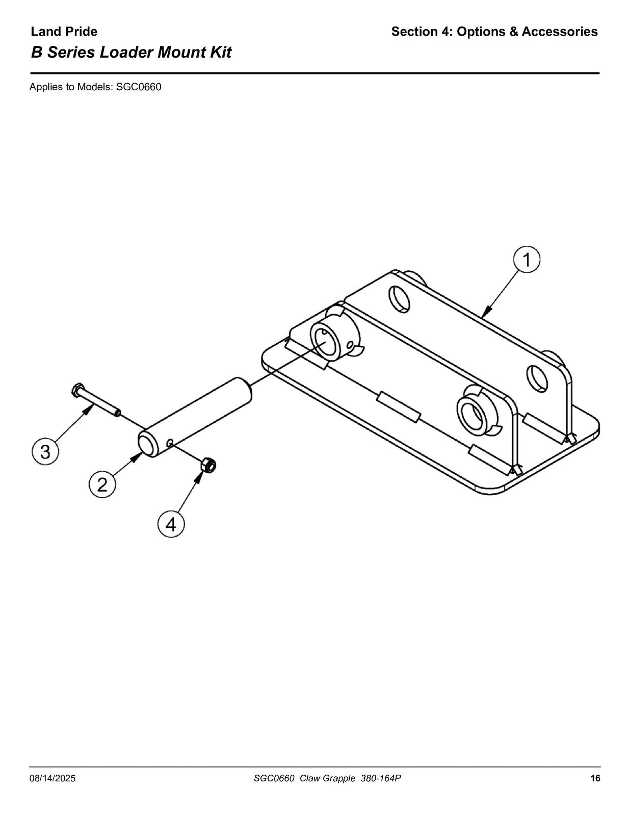 LAND PRIDE SGC06 Series Claw Grapples Parts Manual 2025 - WIRE BOUND - COVERS