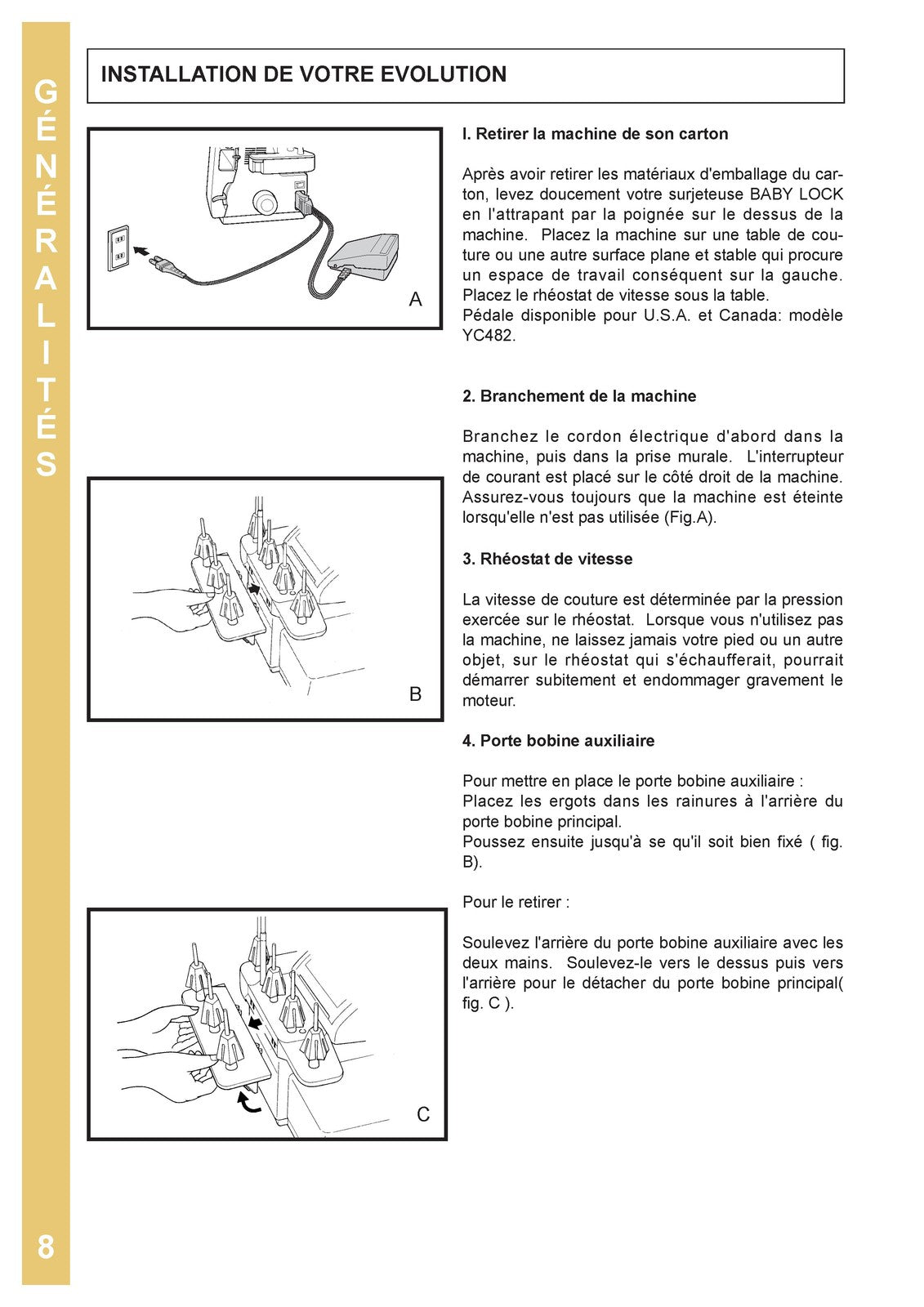 BABY LOCK Evolution BLE8W-2 Serger Instruction Manual French - WIRE BOUND
