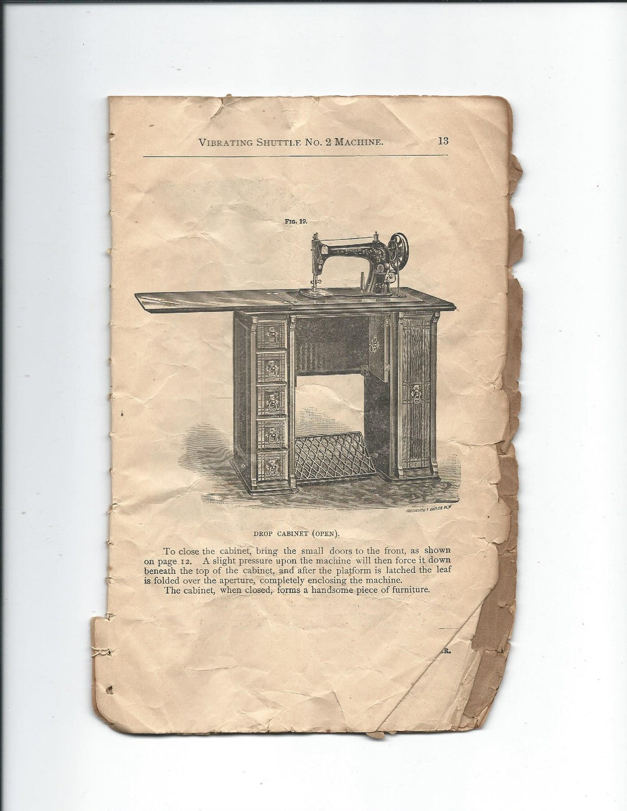 SINGER Vibrating Shuttle No 2 Sewing Machine Instructions Manual 1891 - BOUND