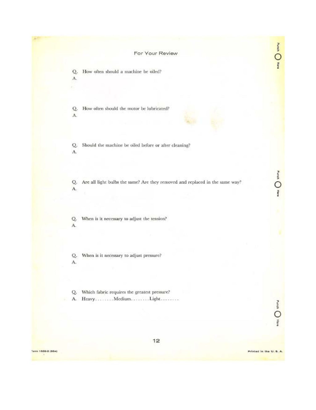 SINGER Students Manual Care  Regulate Your Sewing Machine - WIRE BOUND