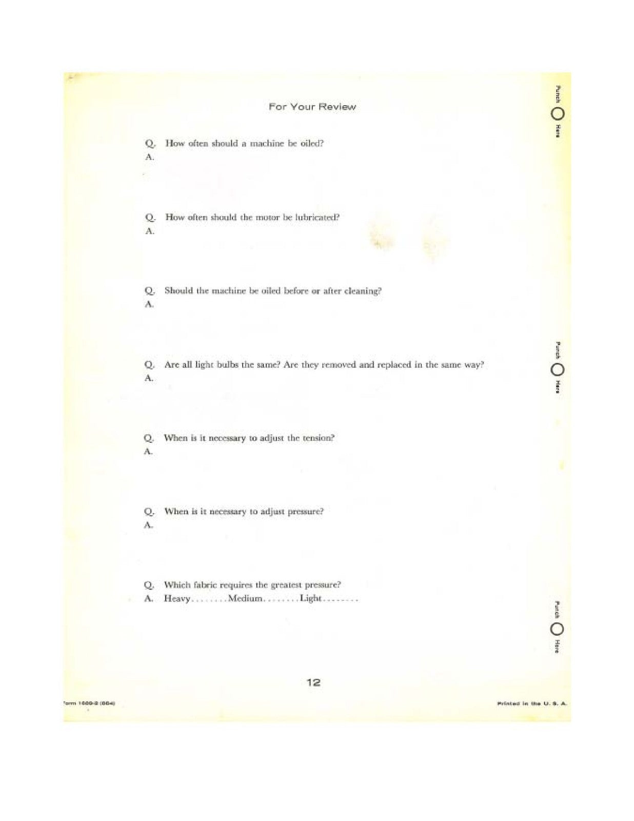 SINGER Students Manual Care  Regulate Your Sewing Machine - WIRE BOUND