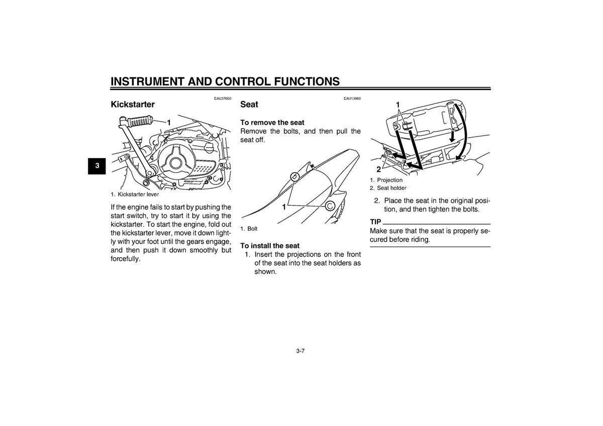 YAMAHA TT-R110E Owners Manual 2008 - STEEL WIRE BOUND - PROTECTIVE COVERS