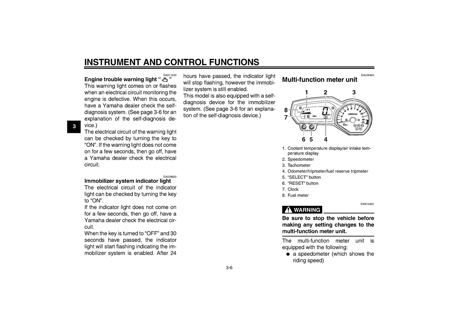 YAMAHA FZ1-N Owners Manual 2006 - STEEL WIRE BOUND - PROTECTIVE COVERS