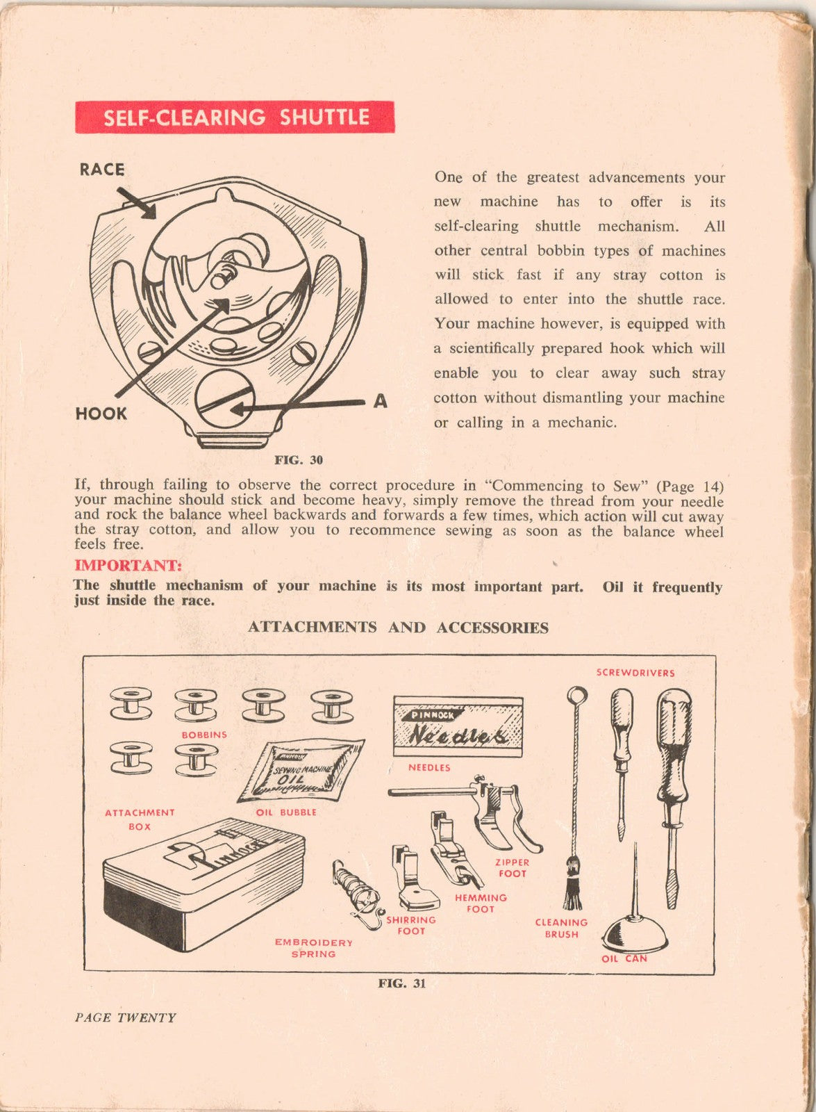 PINNOCK Sewing Machine Instruction Book Manual - STEEL WIRE BOUND - TOUGH COVERS
