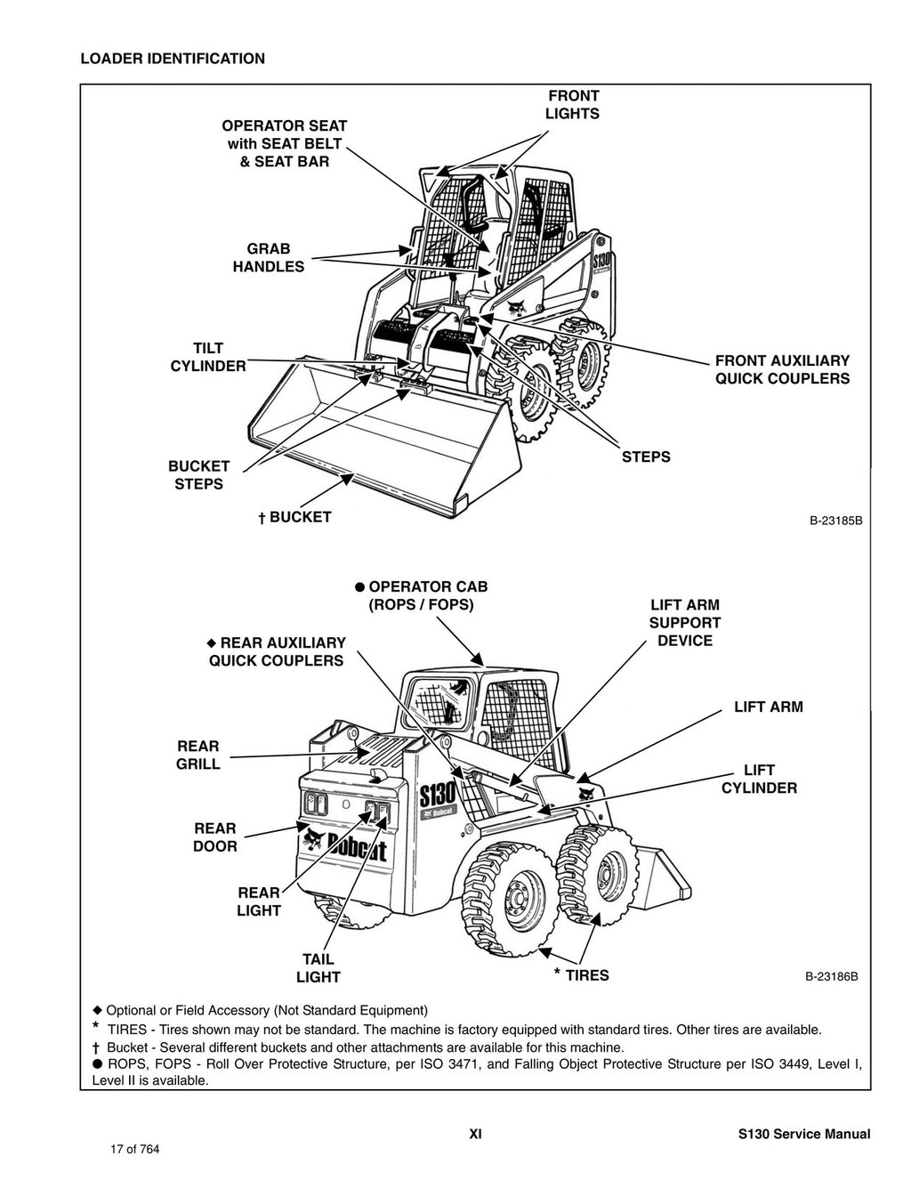 BOBCAT S130 Skid Steer Loader SN 529211001 and Up - BOUND - COVERS - XL FOLDOUTS
