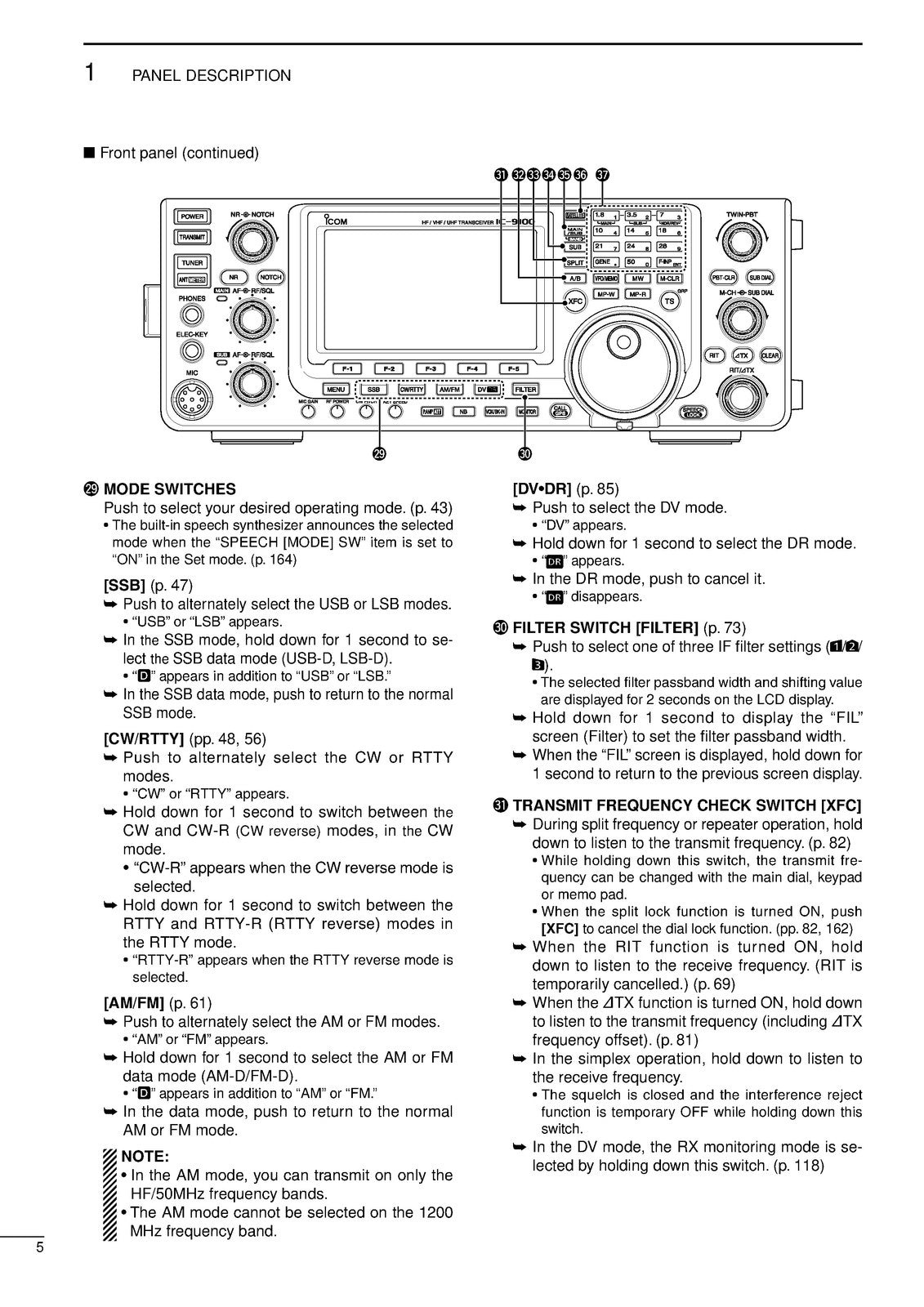 ICOM IC-9100 HF VHF UHF Transceiver Instruction Manual - WIRE BOUND - COVERS