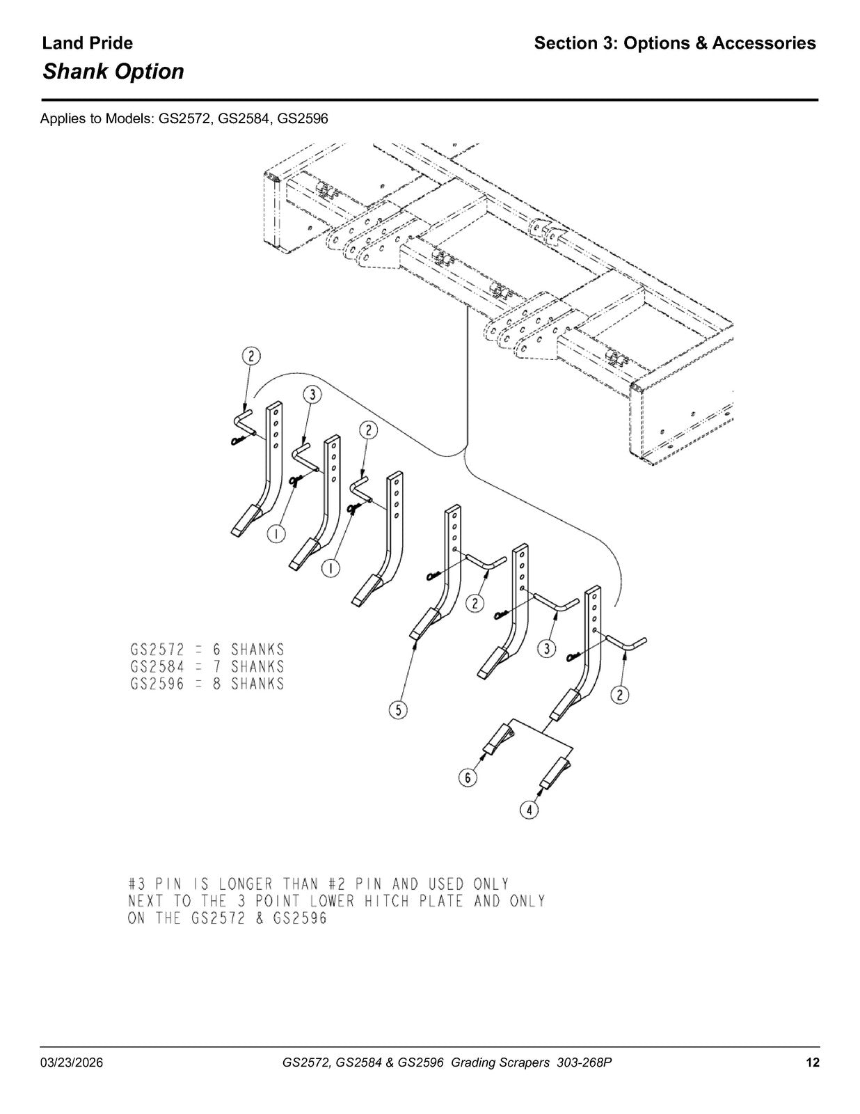 LAND PRIDE GS25 Series Grading Scrapers Parts Manual 2026 - WIRE BOUND - COVERS