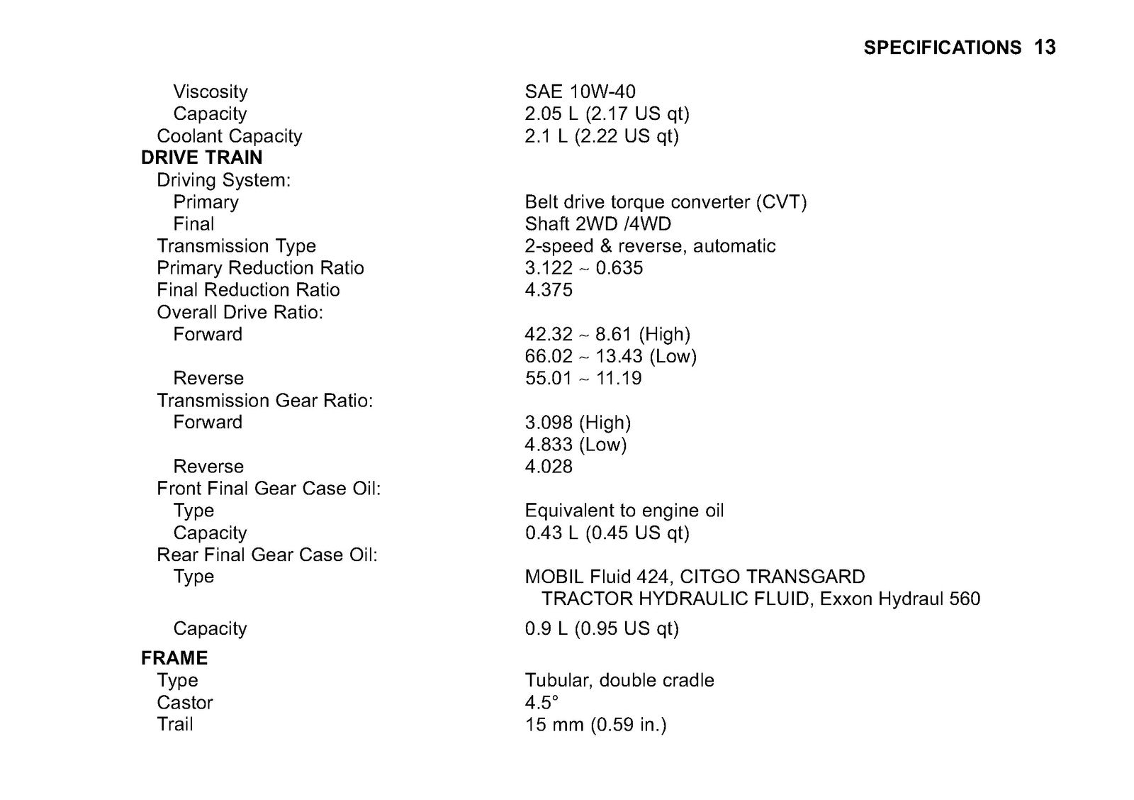 KAWASAKI Brute Force 650 4x4 Owners Manual 2009 - WIRE BOUND - TOUGH COVERS