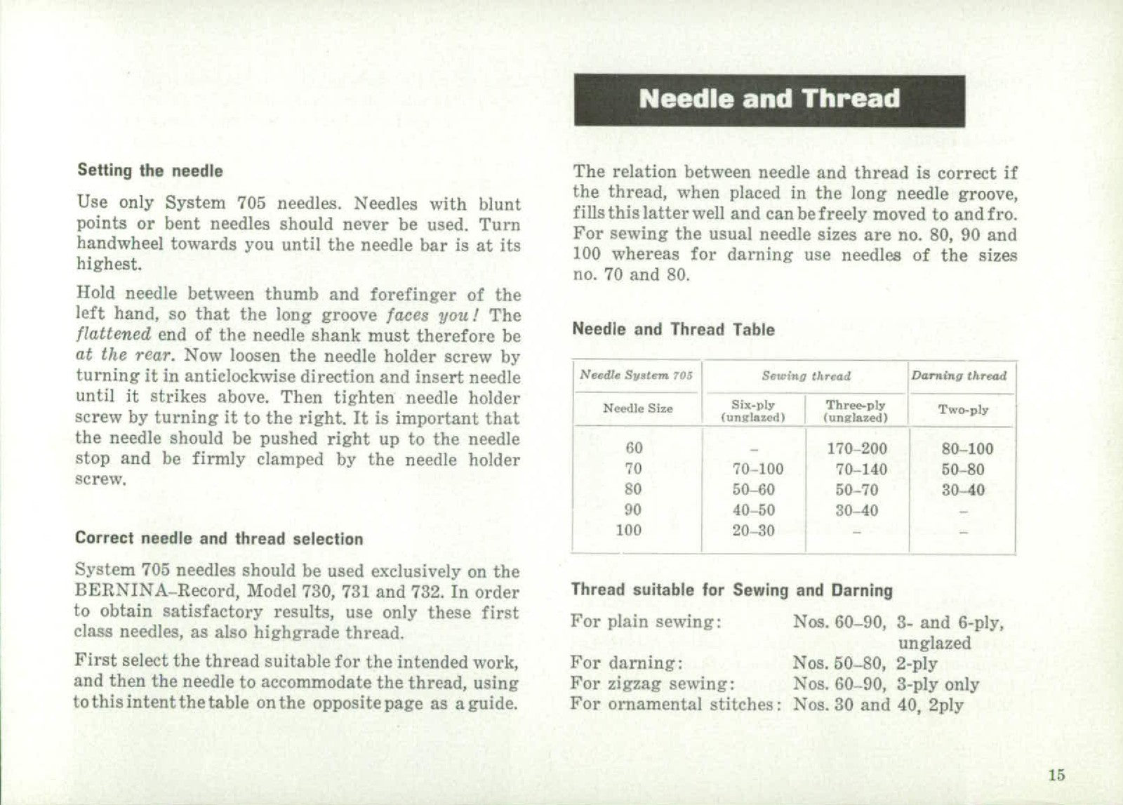 BERNINA 730 731 732 Record Operators & Parts Manual BUNDLE - WIRE BOUND - COVERS