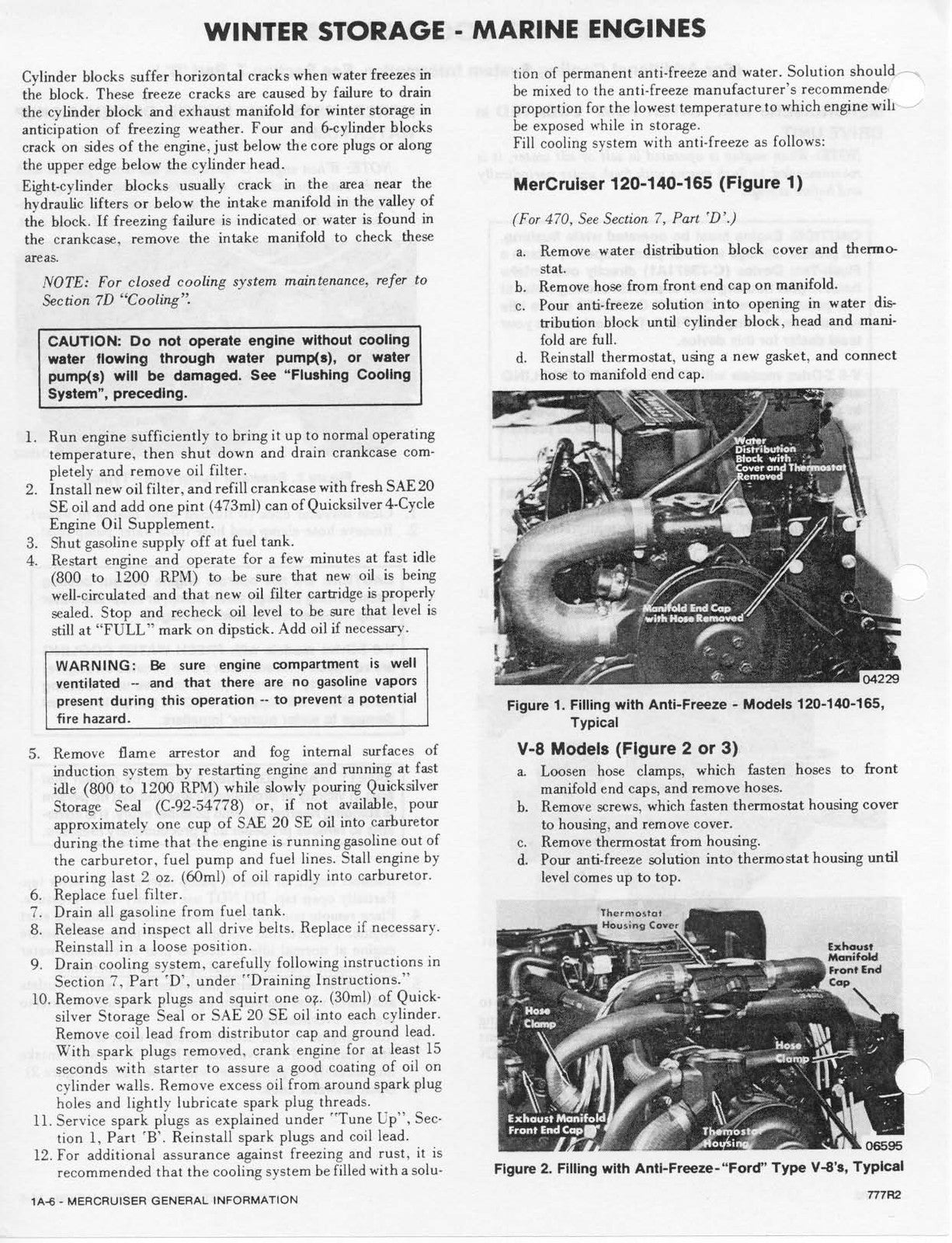 MERCURY MERCRUISER NO. 2 STERN DRIVE MARINE ENGINES SERVICE MANUAL, BOUND COVERS