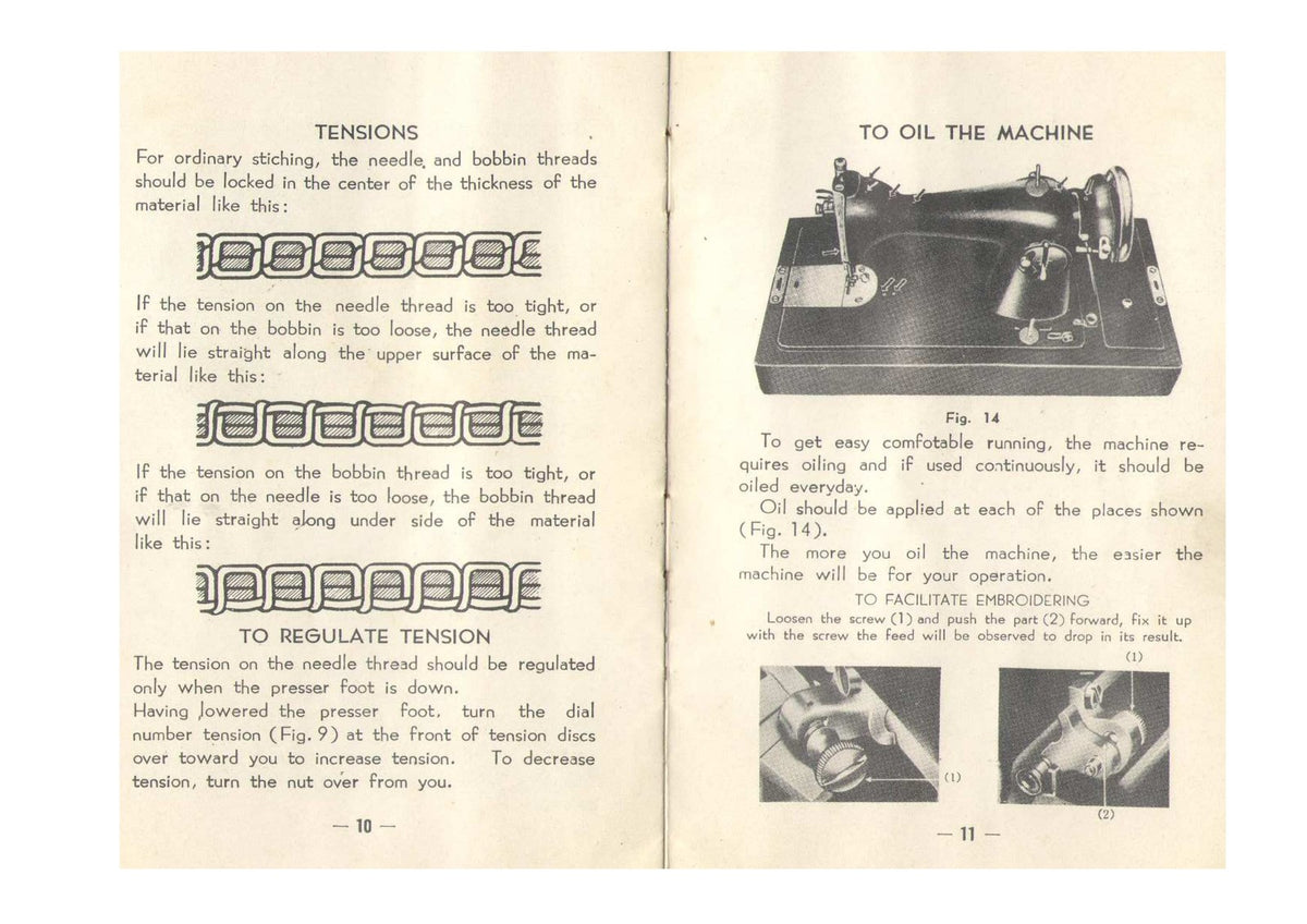 STANDARD Sewing Machine Instruction Book Manual - WIRE BOUND - TOUGH COVERS