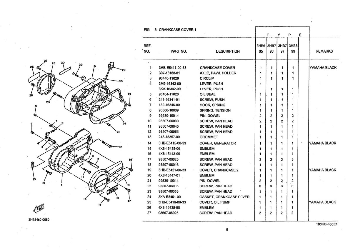 YAMAHA RX-S Motorcycle Parts Catalogue Manual 1999 - WIRE BOUND - TOUGH COVERS