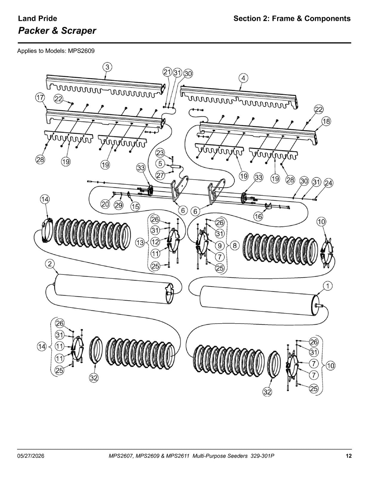 LAND PRIDE MPS26 Series Multi-purpose Seeder Parts Manual 2026 - WIRE BOUND