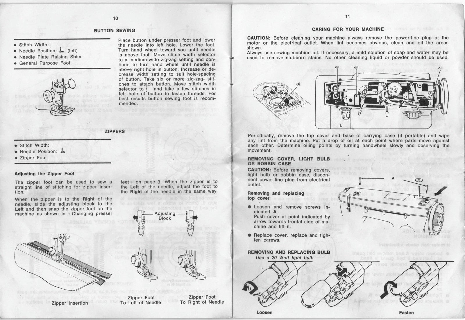 SINGER Zigzag Sewing Machine Instruction Manual - WIRE BOUND - TOUGH COVERS