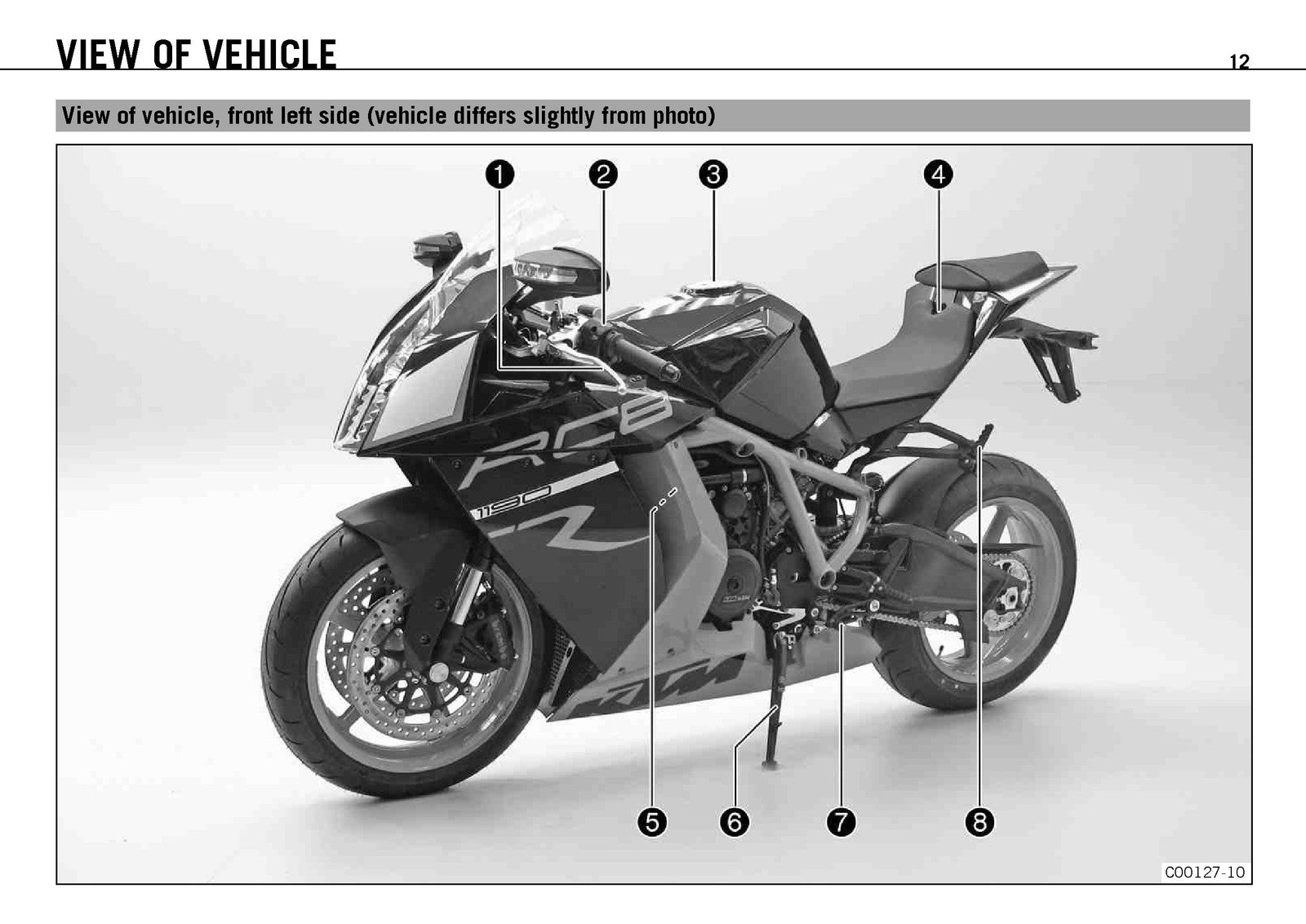 KTM 1190 RC8 R EU UK FR JP Motorcycle Owners Manual 2012 - WIRE BOUND - COVERS